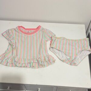 Ruffle Butts size 5 Pastel Striped swimsuit. Searsucker. Excellent condition
